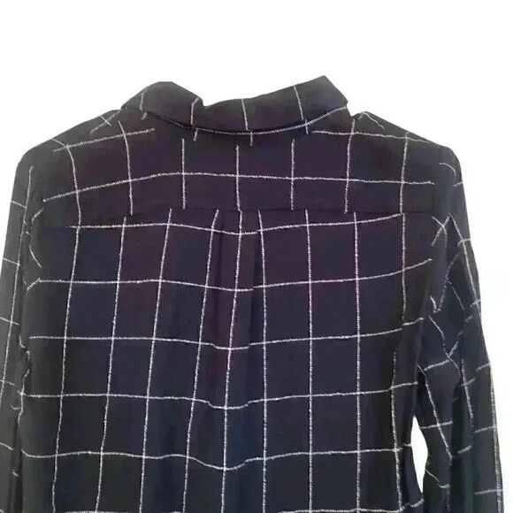 Banana Republic Women's Navy & Cream Rayon Dillon Classic Fit Button Down Shirt - Picture 9 of 11